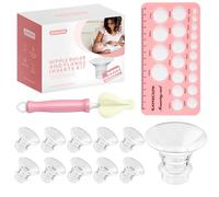 RAMXCION Jauge de tétines avec 10 embouts de bride 13/15/17/19/21mm Compatible avec brides/protège-tétines de 24mm de la plupart des tire-lait, accessoires de tire-lait en silicone pour nouvelles