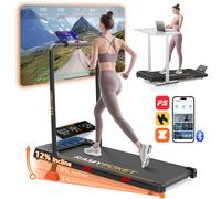 RAMYPOKET Tapis De Course pliable inclinable 12%,silencieux 2.5HP,tapis de course 12km/h,APP&LED,150kg max charge,walking pad bureau noir