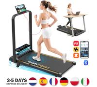 RAMYPOKET Tapis De Marche pliable Inclinable 9%,Treadmill 10km/h,App/LED,Tapis De Marche Bureau 150kg max charge Tapis De Course pliable inclinable 9%