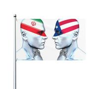 Ran Contre Les États-Unis Drapeau Solide Bannière Avec Œillets Drapeau De Jardin Pour Bar Fête Balcon Jardin 90X150Cm