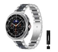 RanBluu Bracelet de rechange en métal galvanisé pour Samsung Galaxy Watch 8 40 mm, 44 mm/8 Classic, 46 mm, avec double boucle déployante, pour homme et femme, Métal