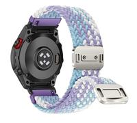 RanBluu QuickFit 20 mm Nylon Bracelet Compatible avec Garmin fēnix 8 43 mm/Fenix 7S/7S Pro/Fenix 6S/6S Pro, Bracelet Magnétique, Bande de Remplacement pour Garmin Descent Mk3Si, Violet & Blanc & Bleu