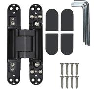 Ranbo Charnière Invisible Noire 150 mm pour Porte en Bois, 1 Pièce | Acier inoxydable robuste, réglage 3D, ouverture 180°, charge 20 kg/pièce, charnière cachée