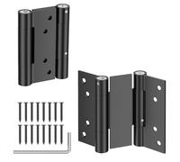 Ranbo Charnières Porte Battante 76 mm, Charnière Double Action Inox 304 avec Fermeture Automatique, Pour Porte Saloon/Western/Va-et-Vient/Comptoir, Charge 30 kg, Noir (2 Pièces)