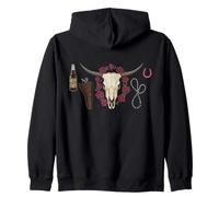Ranch de Style campagnard Western Bull Roses Skull Sweat à Capuche