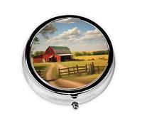 Ranch View Boîte à pilules ronde en fer galvanisé avec 3 compartiments en plastique 5,1 x 5,1 x 1,8 cm