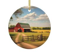 Ranch View Décoration de Noël en céramique avec pendentif unique pour fête de Noël