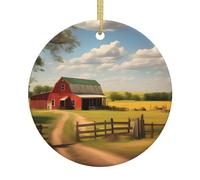 Ranch View Décoration de Noël en céramique avec pendentif unique pour fête de Noël
