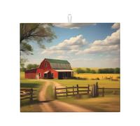 Ranch View Tapis de comptoir de cuisine absorbant l'eau, 45,7 x 40,6 cm, absorbant l'eau et antidérapant, adapté pour la vaisselle et les assiettes de cuisine.