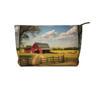Ranch View Trousse de maquillage multifonction en velours côtelé avec fermeture éclair 22 x 7 x 17 cm pour voyage, camping, vacances, fitness, Noir , Taille unique