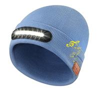 RANCOVY Bonnet Bluetooth avec lumière, bonnet tricoté musical avec casque et micro haut-parleur intégré, bonnet LED avec Bluetooth pour homme et femme, bleu