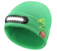 RANCOVY Bonnet Bluetooth avec lumière, bonnet tricoté musical avec casque et micro haut-parleur intégré, bonnet LED avec Bluetooth pour homme et femme, vert