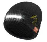 RANCOVY Bonnet Bluetooth avec lumière, bonnet tricoté musical avec casque et micro haut-parleur intégré, bonnet LED avec Bluetooth pour homme et femme - Noir