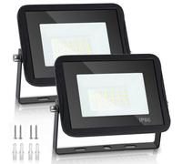 Randaco 2x50W LED Projecteur Extérieur, Super Lumineux 4250LM Blanc Froid 6000K, IP66 étanche Éclairage de Sécurité pour Jardin, Cour, Garage, Entrée, Terrasse(sans prise)