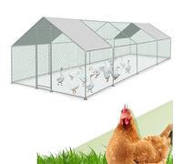 Randaco 3 x 8 x 2 m, enclos XXL pour poulailler, acier galvanisé, avec toit, auvent et porte pour animaux de compagnie, cage pour oiseaux, petits animaux, avec serrure