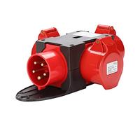 Randaco Adaptateur 3 x CEE 400 V/16 A 5 broches Prise CEE IP44 Protection contre les projections d'eau Avec couvercles de sécurité pour chantier