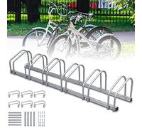 Randaco Béquille de vélo -Râtelier Range vélo - Support de sol pour vélo - Support mural en métal - Peu encombrant - Pour 6 vélos, argenté