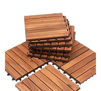 Randaco Carrelage en bois d'acacia - 30 x 30 cm - Lot de 22 carreaux de balcon de 2 m² avec drainage pour l'extérieur, jardin, terrasse