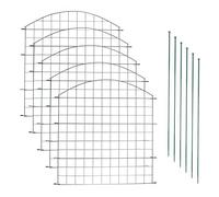 Randaco clôture de jardin Lot de 5 clôtures d'étang avec 11 éléments de clôture, 5 éléments de clôture, 6 barres de fixation, longueur 3,75 m, arche supérieure en métal, vert