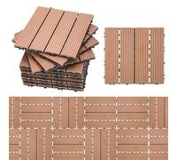 Randaco Dalles de Jardin clipsables en Bois Composite WPC, 30x30cm 22 pièces/2 m² Revêtement de Sol extérieur Dalles pour balcon et terrasse, Système plug-in Facile à poser, Marron