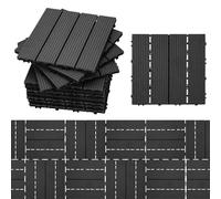 Randaco Dalles de Jardin clipsables en Bois Composite WPC, 30x30cm 22 pièces/2 m² Revêtement de Sol extérieur Dalles pour balcon et terrasse, Système plug-in Facile à poser, Anthracite