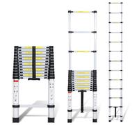Randaco Échelle télescopique en Aluminium de 3,8 m - Antidérapante - Multifonctions - Charge maximale : 150 kg