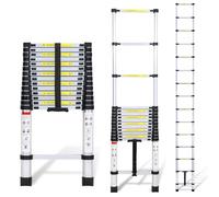 Randaco Échelle télescopique en Aluminium de 4,4 m - Antidérapante - Multifonctions - Charge maximale : 150 kg