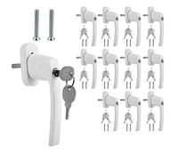 Randaco Lot de 12 poignées de fenêtre verrouillables en aluminium - Blanc - Qualité supérieure - Sécurité enfant - Avec clé et serrure - Longueur de la tige : 35 mm