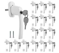 Randaco Lot de 16 poignées de fenêtre verrouillables en aluminium Blanc Haute qualité Sécurité enfant Sécurité fenêtre avec clé et serrure Longueur du stylo 35 mm
