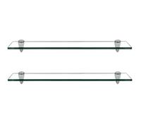 Randaco Lot de 2 étagères en Verre avec Support Mural, étagère Murale en Verre de sécurité ESG de 8 mm et Support, idéale comme étagère de Douche (20 x 10 x 0,8 cm)