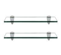 Randaco Lot de 2 étagères en Verre Transparent avec Support Mural et Verre de sécurité ESG de 8 mm et Support, idéal comme étagère de Douche (30 x 10 x 0,8 cm)