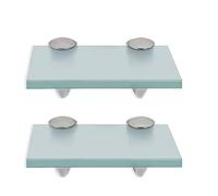 Randaco Lot de 2 étagères en Verre Transparent avec Support Mural et Verre de sécurité ESG de 8 mm et Support, idéal comme étagère de Douche (30 x 10 x 0,8 cm)