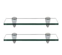 Randaco Lot de 2 étagères en Verre Transparent avec Support Mural et Verre de sécurité ESG de 8 mm et Support, idéal comme étagère de Douche (30 x 10 x 0,8 cm)