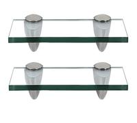 Randaco Lot de 2 Étagères en Verre Transparent avec Support Mural, Verre de Sécurité ESG 8 mm, Parfaitement Adaptées comme Étagère de Douche (20 x 10 x 0,8 cm)