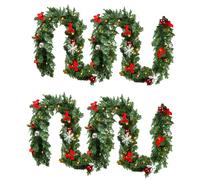 Randaco - Lot de 2 guirlandes de sapin avec 100 LED - Guirlande de Noël artificielle de 5 m - Avec Couronne lumineuse décorative - Décoration de Noël - Pour intérieur et extérieur