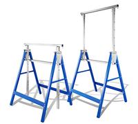 Randaco Lot de 2 tréteaux de travail - Bleu - 7 positions - Hauteur réglable de 80 à 130 cm - Charge maximale : 200 kg - Avec dispositif antidérapant