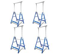 Randaco Lot de 4 tréteaux de travail - Bleu - 7 positions - Hauteur réglable de 80 à 130 cm - Charge maximale : 200 kg - Avec dispositif antidérapant