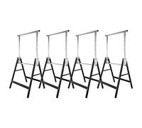 Randaco Lot de 4 tréteaux de travail - Noir - Hauteur réglable en 7 positions - 80-130 cm - Tréteau d'échafaudage stable jusqu'à 200 kg avec un dispositif antidérapant