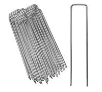 Randaco Lot de 50 piquets d'ancrage au sol en acier galvanisé - Pour toile anti-mauvaises herbes, non-tissé de jardin, clôture, jardin (150 x 25 mm - Ø 2,8 mm)