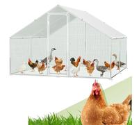 Randaco Poulailler d'extérieur XXL 3 x 3 x 2 m - En acier galvanisé - Enclos avec serrure de sécurité et chiffon de couleur en polyéthylène étanche - Cadre en acier robuste