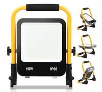 Randaco Projecteur de Chantier LED, 150W 12000LM Blanc Froid 6000K avec Support Pliable, Éclairage de Chantier avec câble 3M Prise, Étanche IP66 Idéal pour Travaux Intérieurs et Extérieurs