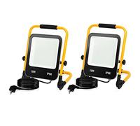 Randaco Projecteur de Chantier LED, 2PCS 150W 12000LM Blanc Froid 6000K avec Support Pliable, Éclairage de Chantier avec câble 3M Prise, Étanche IP66 Idéal pour Travaux Intérieurs et Extérieurs