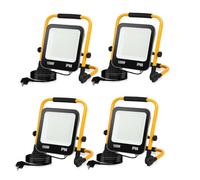 Randaco Projecteur de Chantier LED, 4PCS 100W 10000LM Blanc Froid 6000K avec Support Pliable, Éclairage de Chantier avec câble 3M Prise, Étanche IP66 Idéal pour Travaux Intérieurs et Extérieurs