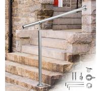 Randaco Rampe d'entrée en acier inoxydable 180 cm - Rampe d'escalier pour l'intérieur et l'extérieur, main courante murale - Montage latéral - Angle réglable