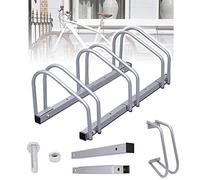 Randaco Râtelier Range vélo, Béquille de vélo pour 3 vélos - Support de rangement pour vélo - Support de sol en acier galvanisé - Montage au sol et au mur - 26 x 70,5 x 32 cm - Argenté