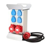 Randaco Répartiteur de courant de chantier CEE 2 x 16 A 400 V + 4 x 230 V 5 broches IP44 Schuko Distributeur de courant mural avec couvercles de sécurité pour chantier