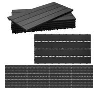 Randaco WPC Lot de 60 dalles de terrasse 30 x 60 cm pour 10 m² Aspect bois Carreaux en plastique à clipser avec drainage Pour jardin, terrasse Facile à poser Anthracite