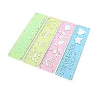 RanDal 4pcs couleur de bonbons mignon art graphique symboles de dessin règle modèle 15cm