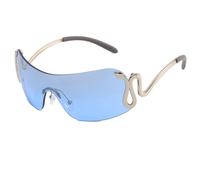 Randlose Sonnenbrille für Damen mit Schlangen-Metallbeinen, Stilvolle Monoblock-Sonnenbrille mit Farbverlauf für den Au?enbereich, bleu, Taille unique