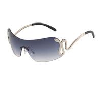 Randlose Sonnenbrille für Damen mit Schlangen-Metallbeinen, Stilvolle Monoblock-Sonnenbrille mit Farbverlauf für den Au?enbereich, Farbverlauf Gris, Taille unique
